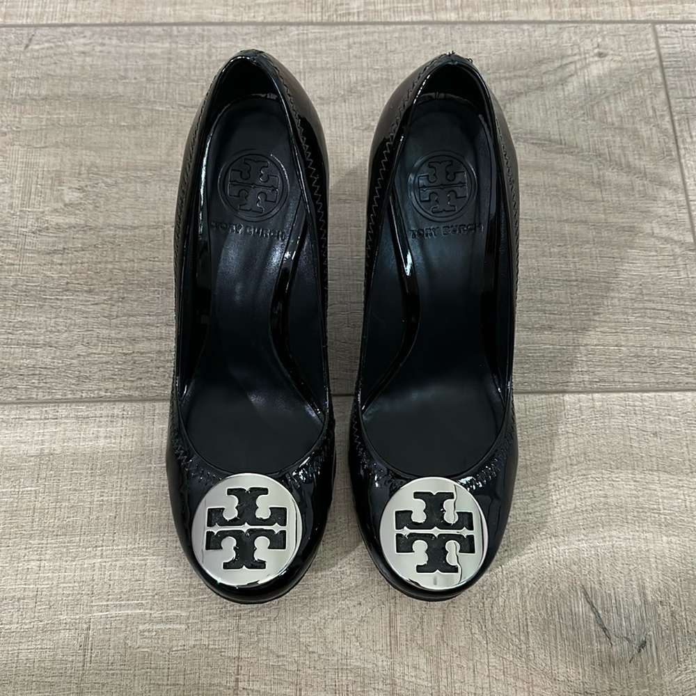 Tory Burch black wedges, size 7.